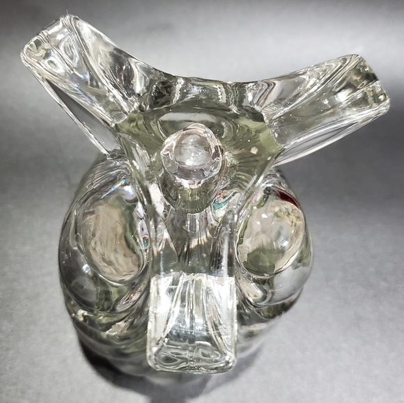 8" Gorgeous Vntg Clear Heavy 2lbs 14oz Stippled & Glossy Glass Tripod Base Vase - Picture 8 of 15